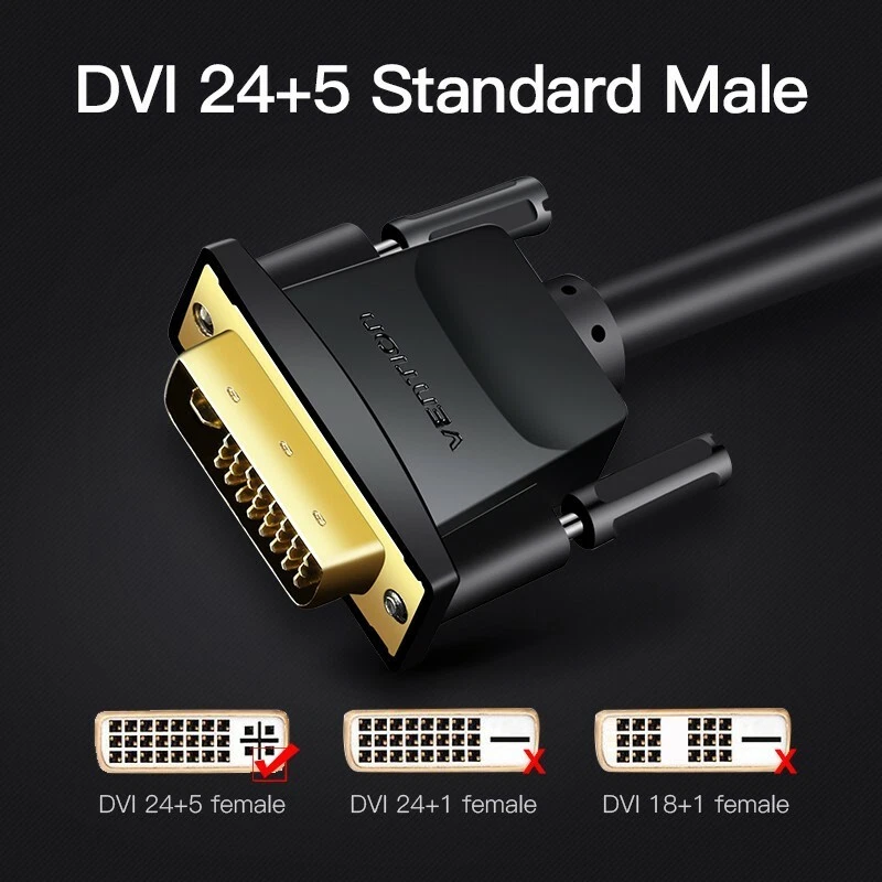 DVI to VGA Cable DVI-I 24+5 Male to VGA Male 15 Pin Video Adapter For PC Laptop - Image 2 of 4