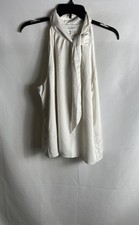 Banana Republic Women's White Sleeveless Tie Neck Bow Blouse NWT Sz L