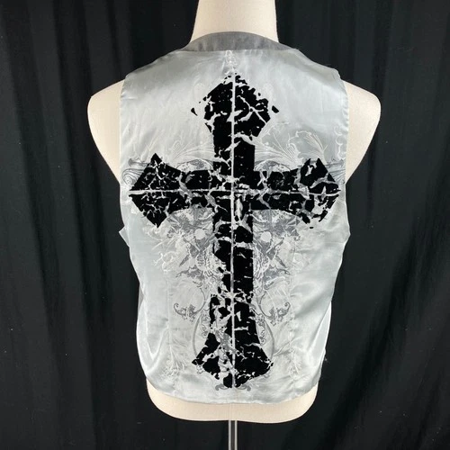 ROAR  Vest Mens L (Fits S/M) Gothic Biker Western Cross Grunge Y2K Jesse Pinkman - product listing photo