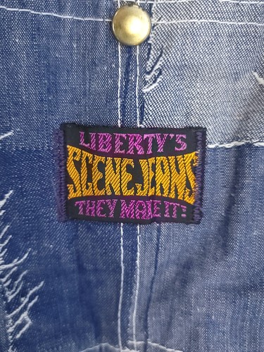 Vintage Liberty's Scene Jeans Bib Overalls Women's M/L? Denim Patchwork Hippie - Picture 5 of 17
