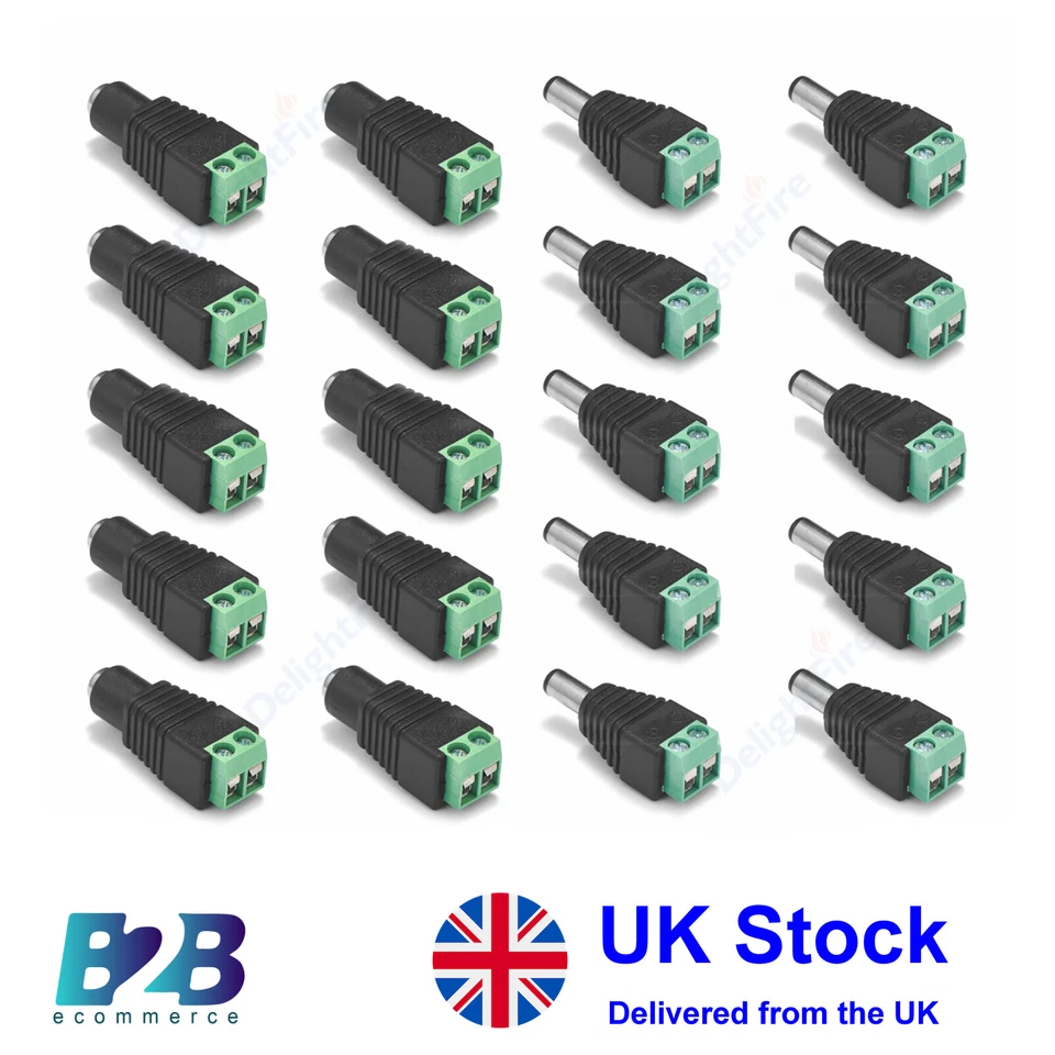 B2B CS LTD 12V DC MALE FEMALE POWER BALUN CABLE CONNECTOR ADAPTER JACK PLUG FOR CCTV CAMERA