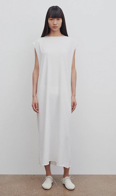 NWT $890 The Row Rita Cotton Jersey Dress in Optic White sz S