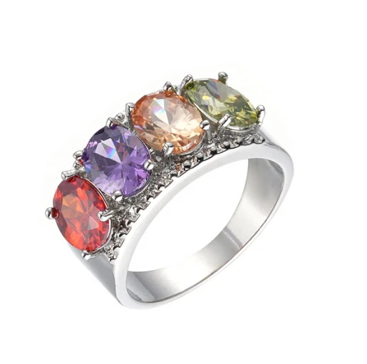 Venta Caliente Regalo Boda Oliva Ovalado Peridoto Piedras Preciosas Plata Mujer Anillo Talla 6-10 Foto 4 de 4