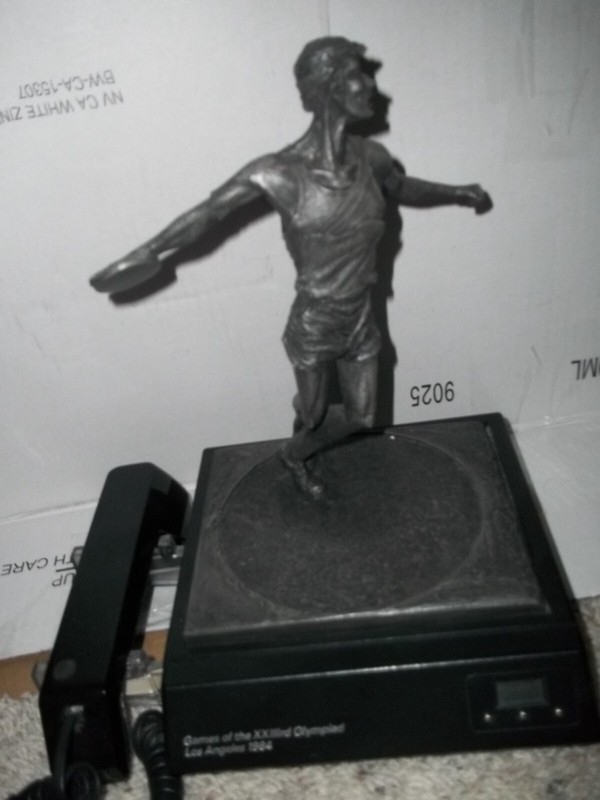 Vintage Marcel Jovine 1984 Olympics Sculpture Discus Thrower Plus Phone Rare