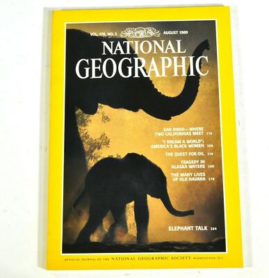 National Geographic Aug 1989 San Diego Oil Alaska Spill Elephant Talk C858