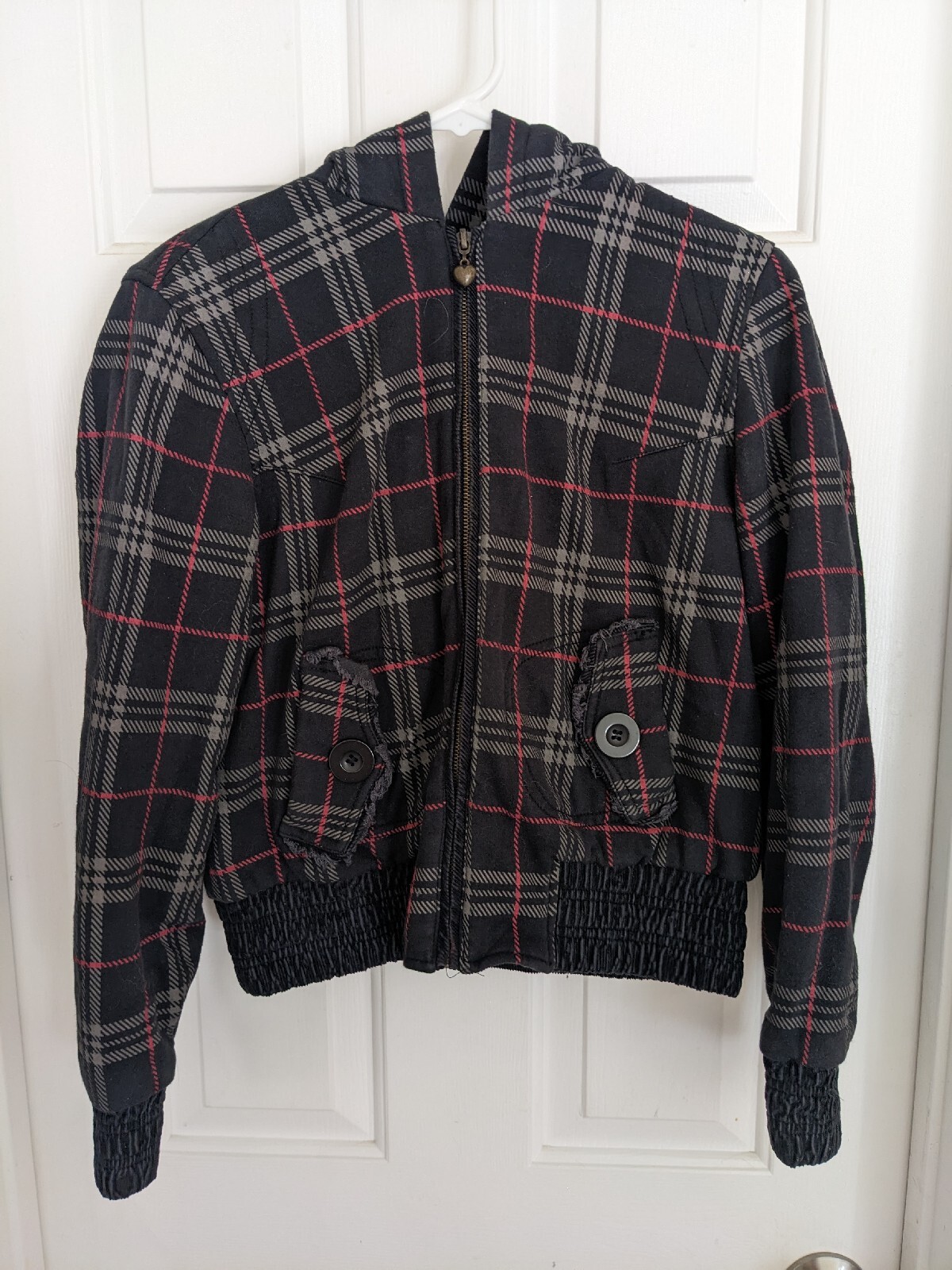 DollHouse OuterWear Women's Jacket Size Medium Plaid Red/Black Plaid