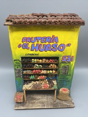Arte Indigena Imports Mexican Folk Art Corner Fruit Stand El Huaso 12'' x 8.5''