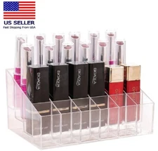 24-Slot Clear Acrylic Lipstick Holder – Cosmetic Organizer Makeup Storage Case