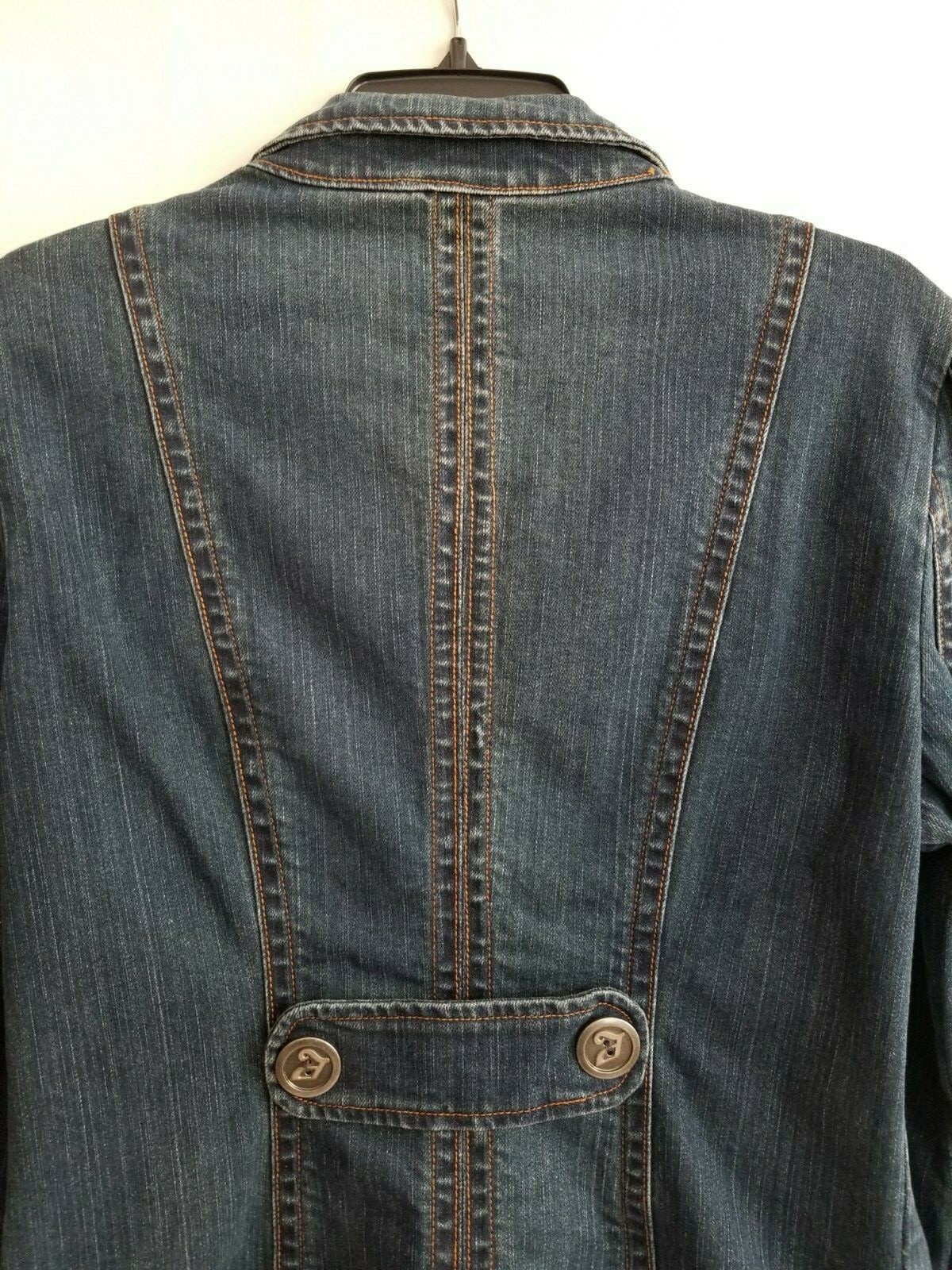 Devo Jacket Blue Denim Collared Buttons Pockets L… - image 4