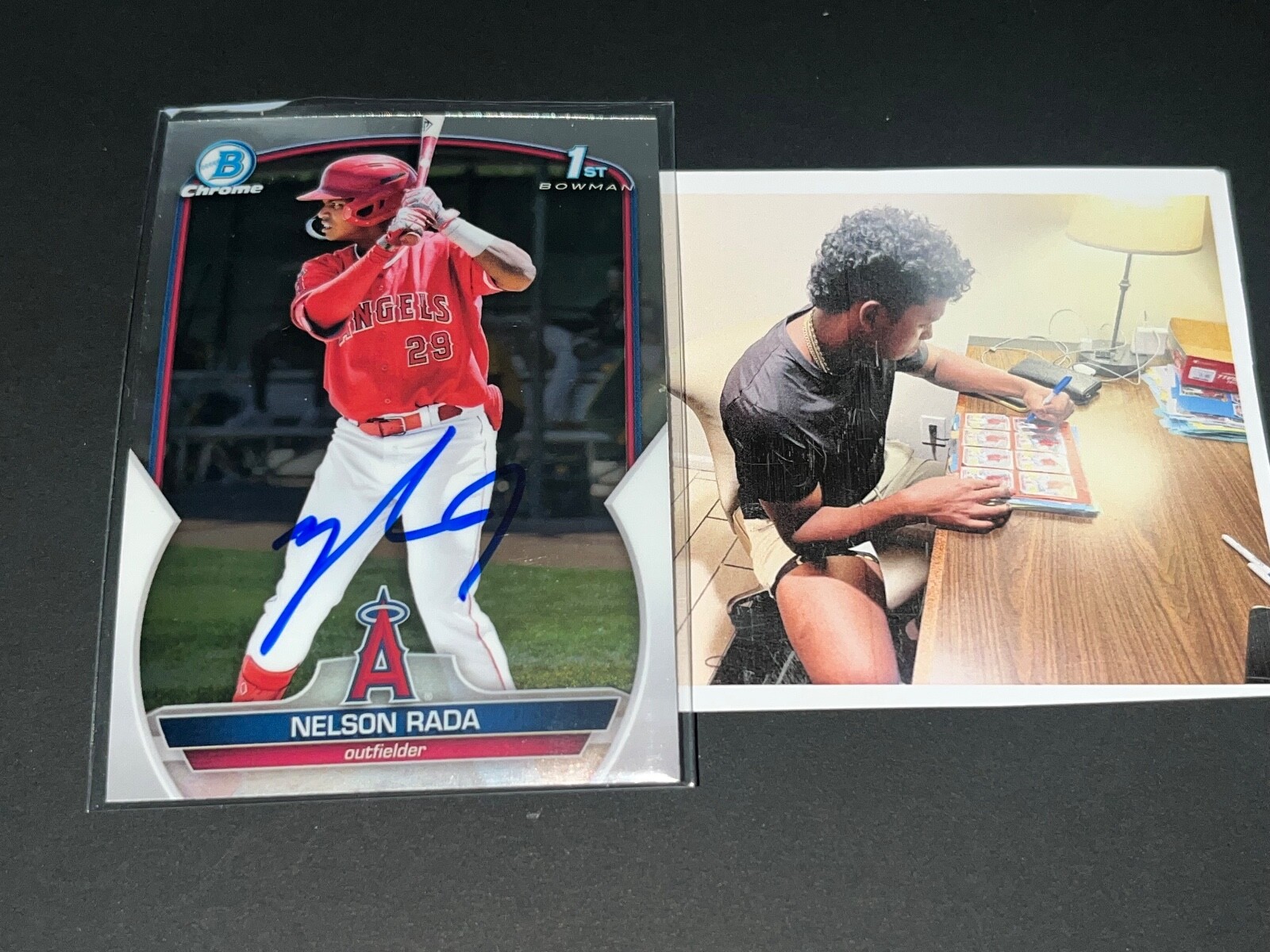 Nelson Rada Los Angeles Angels Auto Signed 2023 Bowman 1st Chrome /.