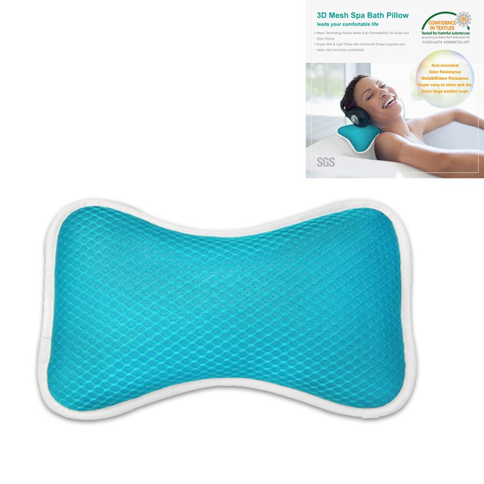 3D Mesh Bath Pillow Spa Pillow Head Rest for Hot Tub Bathtub with