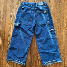 Vintage Kik Wear Stars Green Blue Wide Leg Rave Jeans Size 34