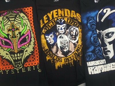 Three Small Lucha Libre Tees. Rey Mysterio Leyendas Huracan Ramirez. AAA Cmll...