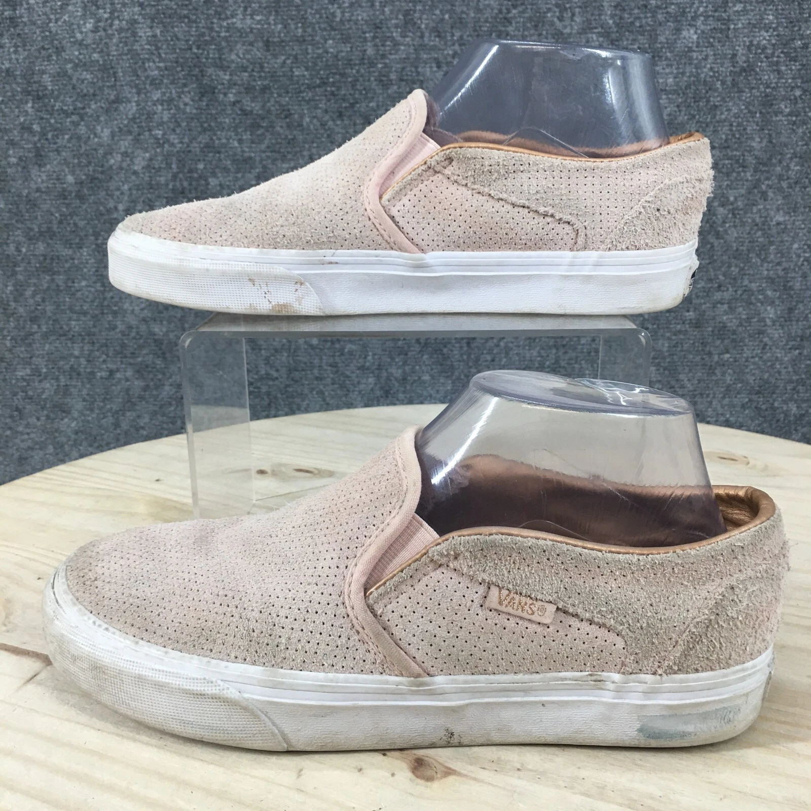 Mocassino slip on Vans donna 7 5 fuori parete plateau forato rosa pelle scamosciata