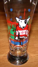 Anheuser Busch Bud Light SPUDS MACKENZIE 1987 Hoiday Beer Glass, Party Animal