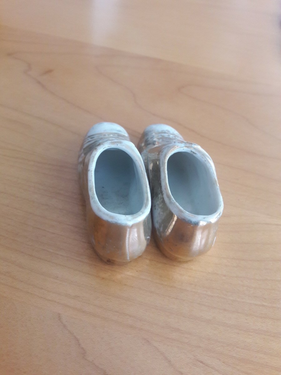 Pair of Gilded Porcelain Miniature Men's Shoes / Japan | eBay