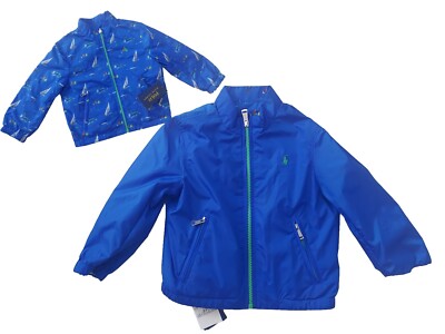 Ralph Lauren Jungen Blau Wende Regen Mantel Jacke Gr. 2 Jahre Neu mit Etikett Polo Sommer