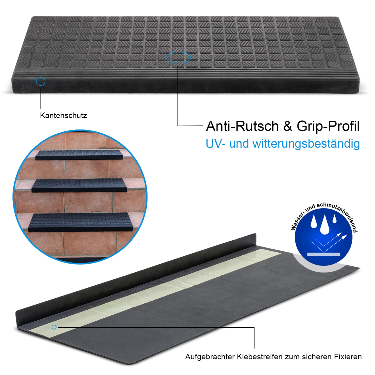 AnTina TAPES Anti-Rutsch Stufenmatten 17er Set - Transparente Treppenmatten R10