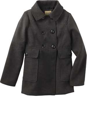 Next Girl Pea Coat Girls Black Single Breast Pea-coat Button Up