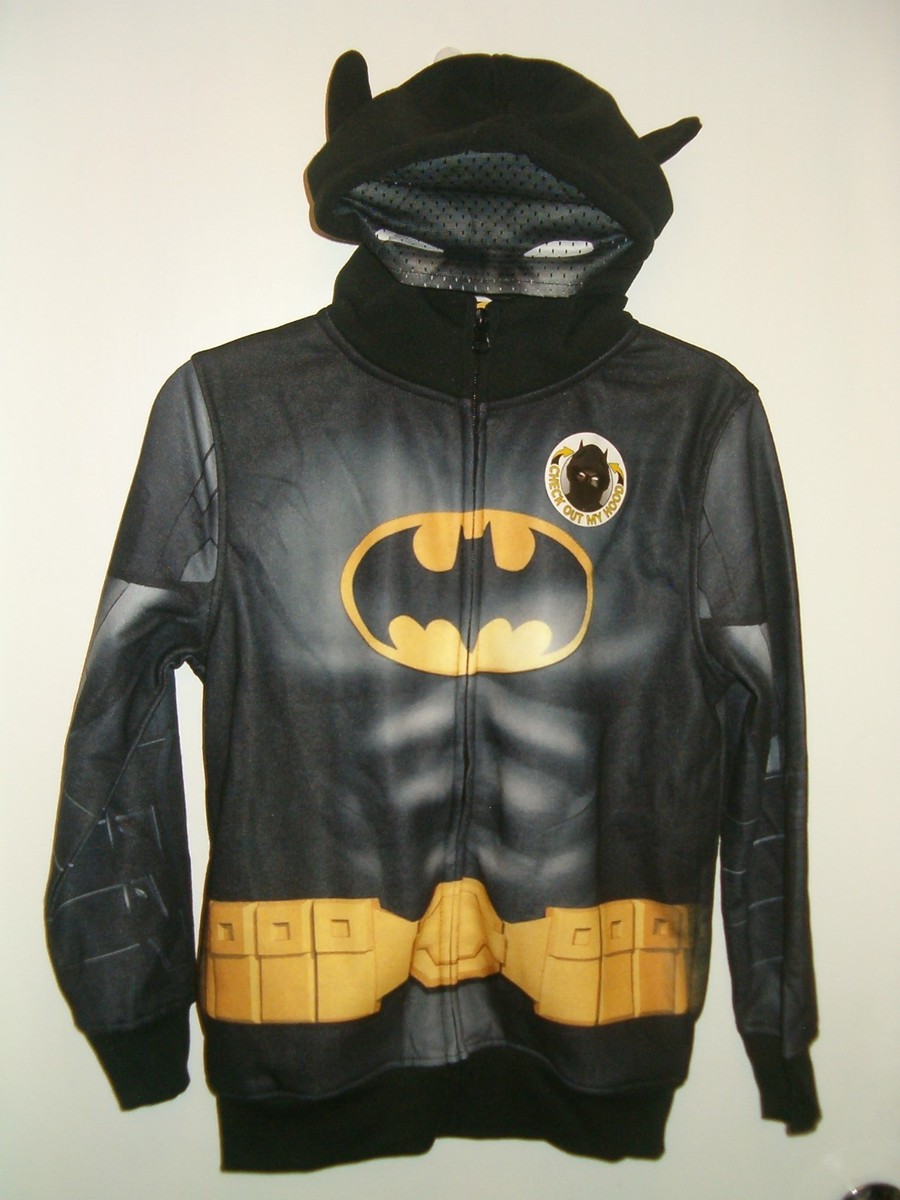 DC Comics Batman Mask And 3D Ears Zip-Up Hoodie Size 7X $38 RV NWT