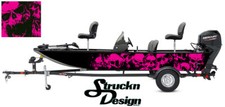 Skulls Graphic Abstract Fishing Bass Boat Wrap Decal Vinyl Pontoon Black Pink US