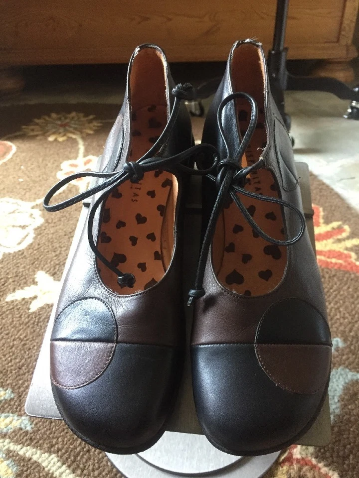 Corbata de Cuero Marrón/Negro Hispanitas Talla 37 O 6.5 Funky Artesanal ¡Como Nueva! Foto 3 de 4