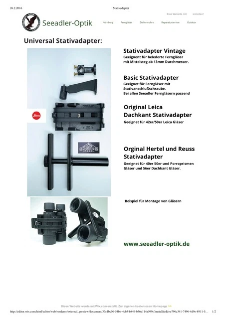 Tripod adapter for binoculars w. Zeiss, Hensold, Leica and historically refurbished - Image 3 of 4