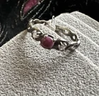 Vintage Sterling Silver Ruby White Topaz Ring C^A Sz 7.5