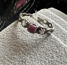 Vintage Sterling Silver Ruby White Topaz Ring C A Sz 7.5