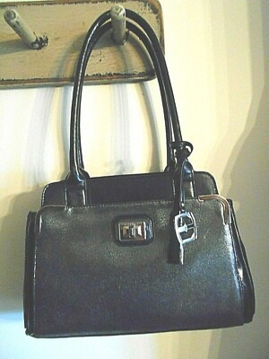 New Without Tags  Ellen Tracy Black With Silver Hand Or Shoulder Bag 
