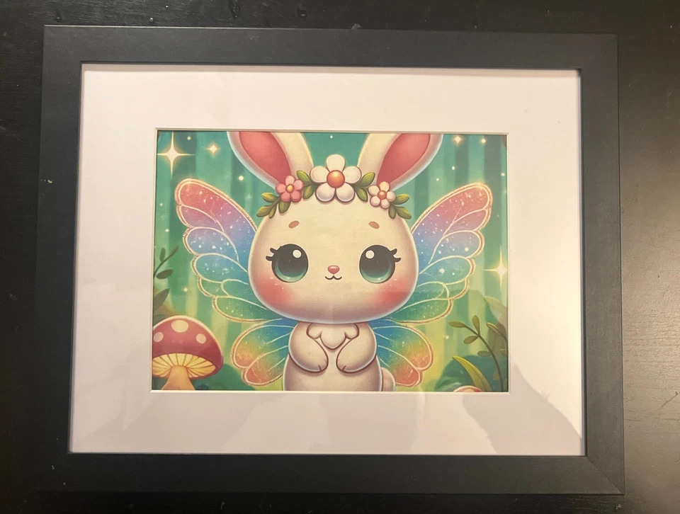 Cute Bunny Rabbit Graphic Design Art- framed 8x11 - Image 2 of 4