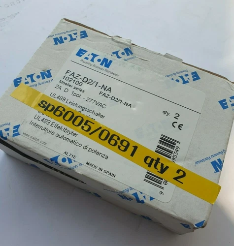 EATON FAZ-D2/1-NA 102100 2A D 1POLE CIRCUIT BREAKER 2/PK  (R2S7.7B1)