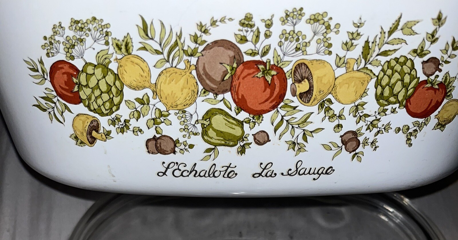 VTG CORNING WARE SPICE OF LIFE “L’ECHALOTE La SAUGE” 4QT CASSEROLE DISH