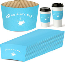50 Pack Kraft Coffee Cup Sleeves Disposable - Coffee Sleeves, Disposable