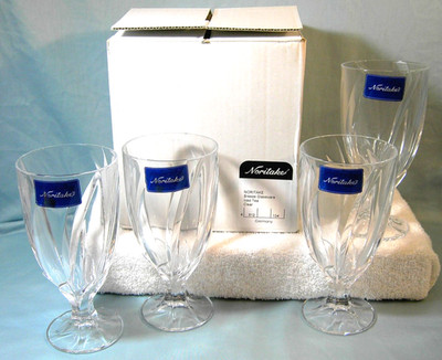 Set Lot 4 NIB NEW Noritake Breeze Drinking Glasses 7 1/2 Clear Tea Water Germany