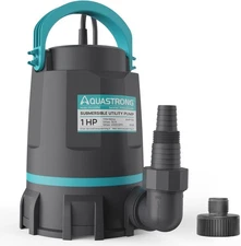 Aquastrong 1HP 4500GPH Submersible Water Pump, Portable Utility Pump 10ft Cord