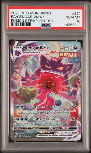 2021 POKEMON SWORD & SHIELD FUSION STRIKE SECRET FULL ART/GENGAR VMAX PSA 10