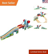 Interactive Wooden Train Bridge with Crank - Fits All Railway Track Brands