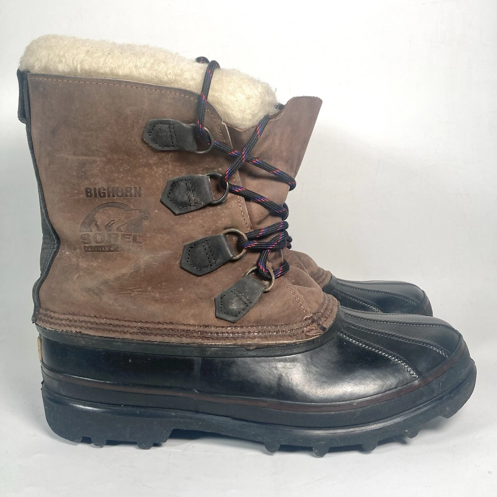 Sorel Bighorn Boots Mens Size 11 Brown Leather Waterproof Insulated Snow Winter