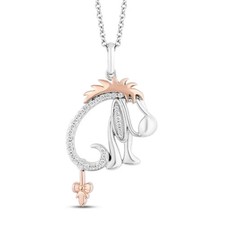 Eeyore Pendant Lab Created Diamond Winnie the Pooh necklace 14KWhite Gold Plated
