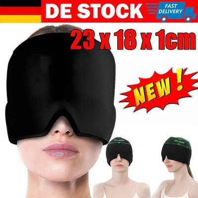 MARKENLOS Gel Kühlmütze Migräne Maske 360° Kopfschmerz Relief Hut Kühlpack Schlafmaske DHL