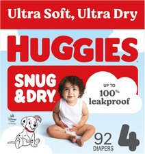 Huggies Snug  Dry Diapers Size 4 92 Count Ultra Soft, Ultra Dry, Leakproof