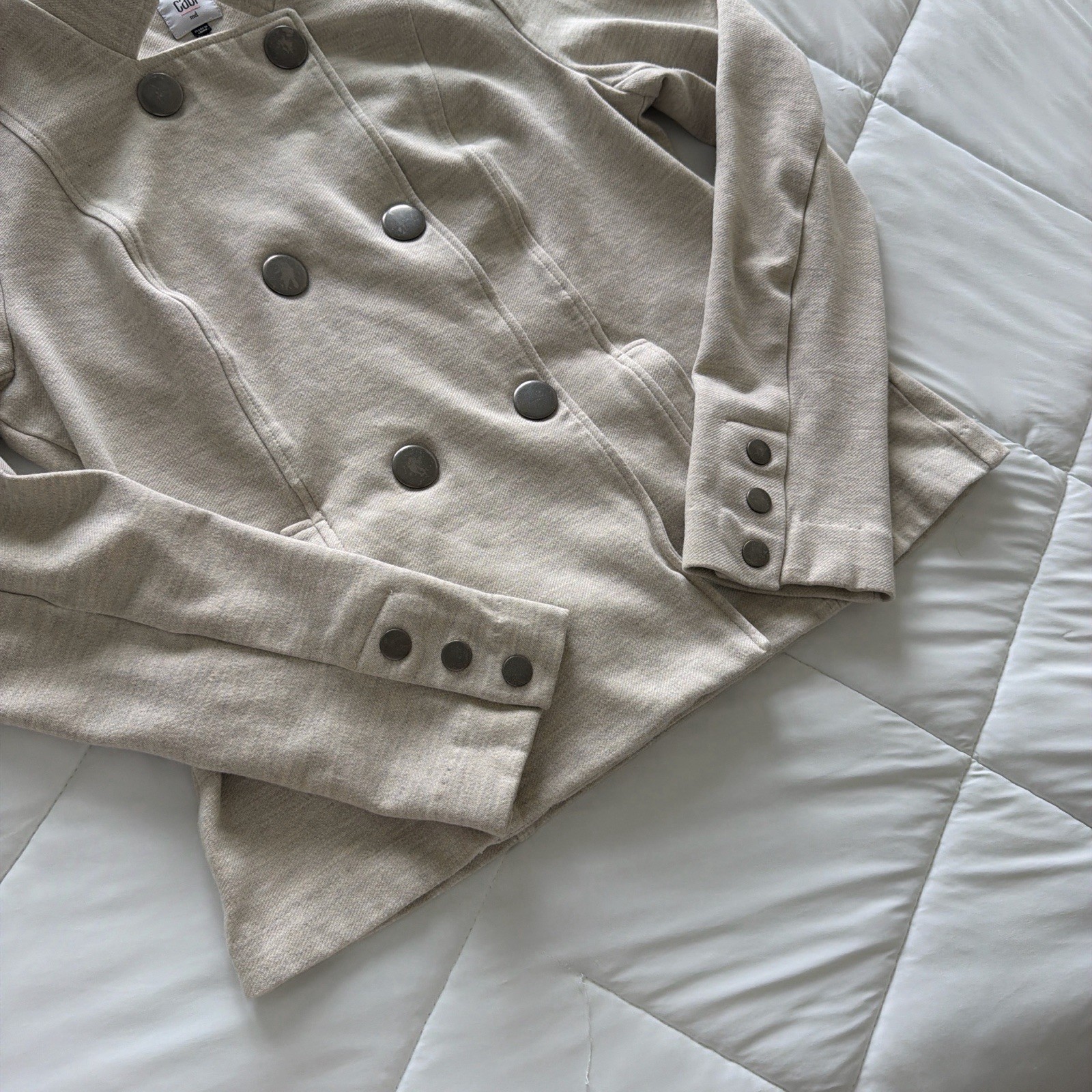 CAbi Beige Button Front Jacket Pockets Short Soli… - image 4