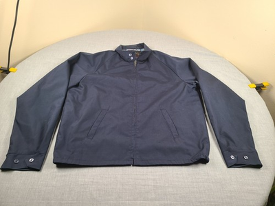 #ad Vintage Sears Perma Prest Jacket Mens 46 Tall XL Navy Blue Zip Plaid Lined USA $25.87