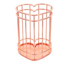 Reusable Metal Heart Shape Pen Cup Rose Gold Makeup Brush Holder