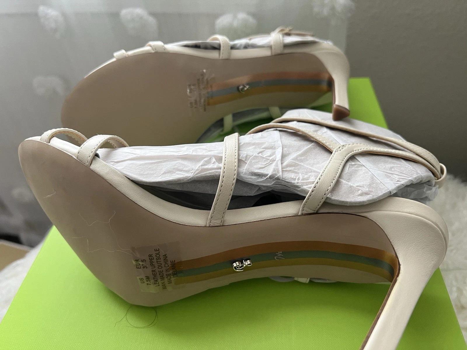 Sam Edelman Delaney Ivory Leather Sandals Size 7.5