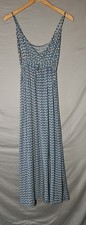 Vaposhop Maxi Dress blue & beige geometric Print Spaghetti Strap Small