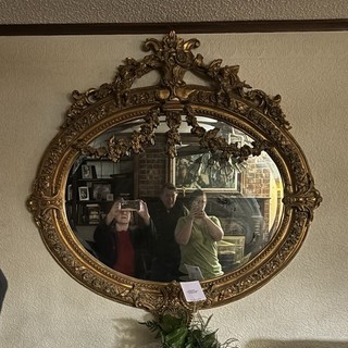 Antique Ornate Gold Oval Wall Mirror Wood Frame Antique Gold Finish