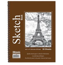  5 Pack 30 Sheets 8.5" X 11" Side Bound Spiral Premium Sketch Book