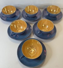 VTG Meito China Lusterware Tea Coffee Set of 6 Cups and Saucers 1930-40s Japan